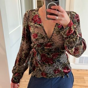 ZARA velvet wrap top